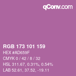 カラーコード: RGB 173 101 159 | qconv.com