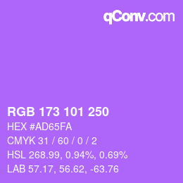 Color code: RGB 173 101 250 | qconv.com