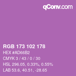 Color code: RGB 173 102 178 | qconv.com