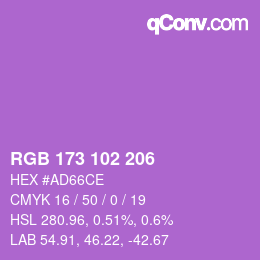 Color code: RGB 173 102 206 | qconv.com
