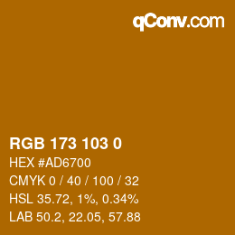 カラーコード: RGB 173 103 0 | qconv.com