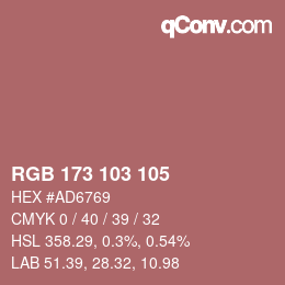 颜色代码: RGB 173 103 105 | qconv.com