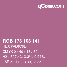 颜色代码: RGB 173 103 141 | qconv.com