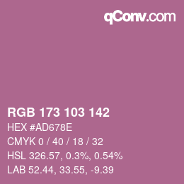 Color code: RGB 173 103 142 | qconv.com