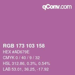 颜色代码: RGB 173 103 158 | qconv.com
