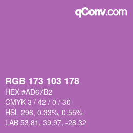 颜色代码: RGB 173 103 178 | qconv.com