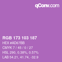 Color code: RGB 173 103 187 | qconv.com