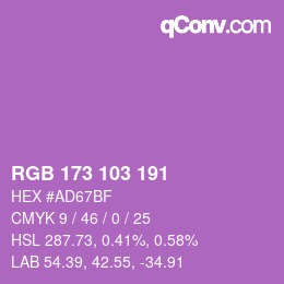 Color code: RGB 173 103 191 | qconv.com