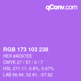 Color code: RGB 173 103 238 | qconv.com