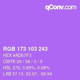 Color code: RGB 173 103 243 | qconv.com