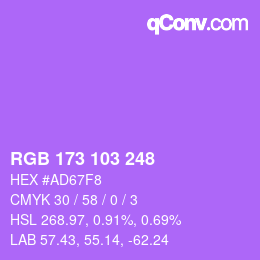 Color code: RGB 173 103 248 | qconv.com