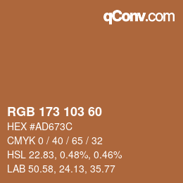 カラーコード: RGB 173 103 60 | qconv.com