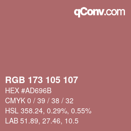 Color code: RGB 173 105 107 | qconv.com