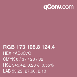 カラーコード: RGB 173 108.8 124.4 | qconv.com