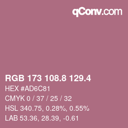 カラーコード: RGB 173 108.8 129.4 | qconv.com