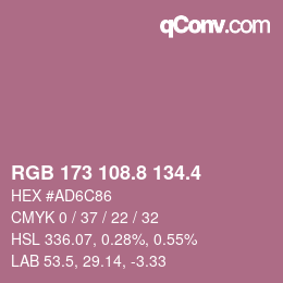 カラーコード: RGB 173 108.8 134.4 | qconv.com