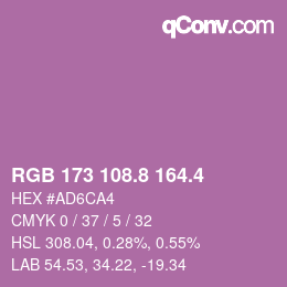 カラーコード: RGB 173 108.8 164.4 | qconv.com