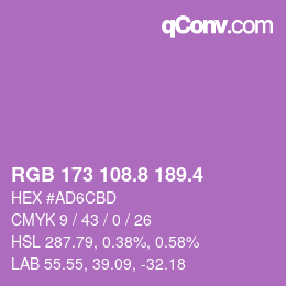 カラーコード: RGB 173 108.8 189.4 | qconv.com