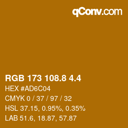カラーコード: RGB 173 108.8 4.4 | qconv.com