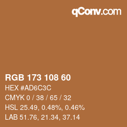 カラーコード: RGB 173 108 60 | qconv.com