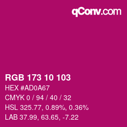 Color code: RGB 173 10 103 | qconv.com