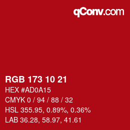 Color code: RGB 173 10 21 | qconv.com
