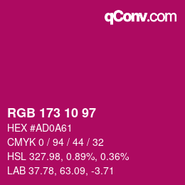Color code: RGB 173 10 97 | qconv.com