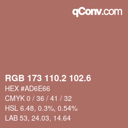 カラーコード: RGB 173 110.2 102.6 | qconv.com