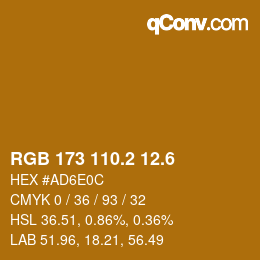 カラーコード: RGB 173 110.2 12.6 | qconv.com