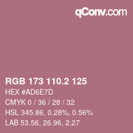 カラーコード: RGB 173 110.2 125 | qconv.com