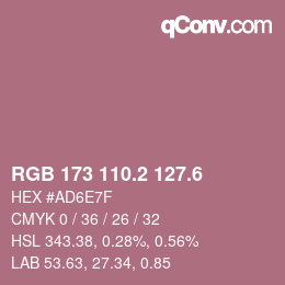 カラーコード: RGB 173 110.2 127.6 | qconv.com