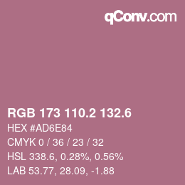 カラーコード: RGB 173 110.2 132.6 | qconv.com