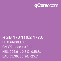 カラーコード: RGB 173 110.2 177.6 | qconv.com