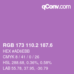 カラーコード: RGB 173 110.2 187.6 | qconv.com
