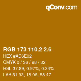 カラーコード: RGB 173 110.2 2.6 | qconv.com