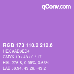 カラーコード: RGB 173 110.2 212.6 | qconv.com