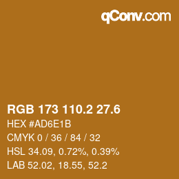 カラーコード: RGB 173 110.2 27.6 | qconv.com