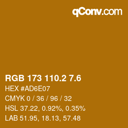 カラーコード: RGB 173 110.2 7.6 | qconv.com