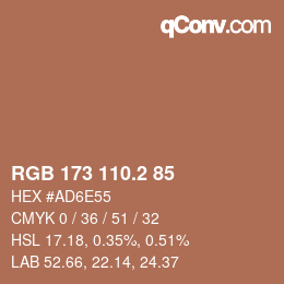 カラーコード: RGB 173 110.2 85 | qconv.com