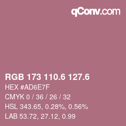 カラーコード: RGB 173 110.6 127.6 | qconv.com
