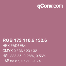 カラーコード: RGB 173 110.6 132.6 | qconv.com