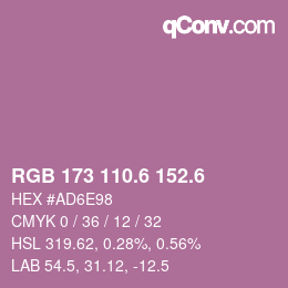 カラーコード: RGB 173 110.6 152.6 | qconv.com