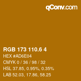 カラーコード: RGB 173 110.6 4 | qconv.com