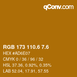 カラーコード: RGB 173 110.6 7.6 | qconv.com
