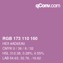 Color code: RGB 173 110 160 | qconv.com