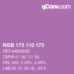 Color code: RGB 173 110 173 | qconv.com