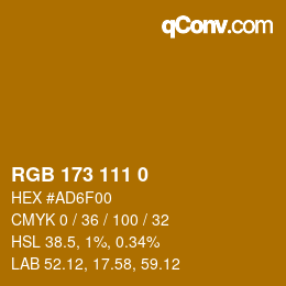 カラーコード: RGB 173 111 0 | qconv.com