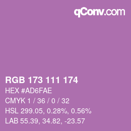 カラーコード: RGB 173 111 174 | qconv.com