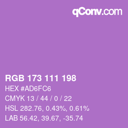Color code: RGB 173 111 198 | qconv.com