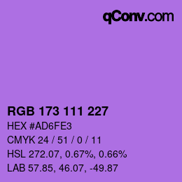 颜色代码: RGB 173 111 227 | qconv.com